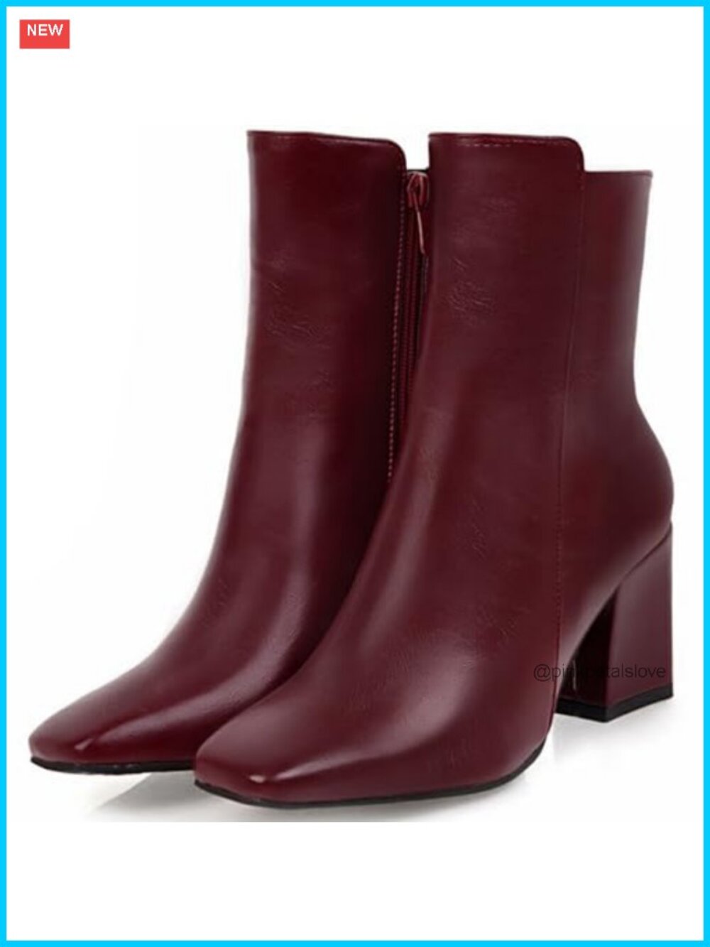 Womens Chunky Block Heel Ankle Booties Square Toe Zip Up Boots